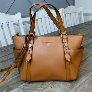 MICHAEL KORS Sullivan Saffiano Leather Small Tote VGC! Luggage Tan